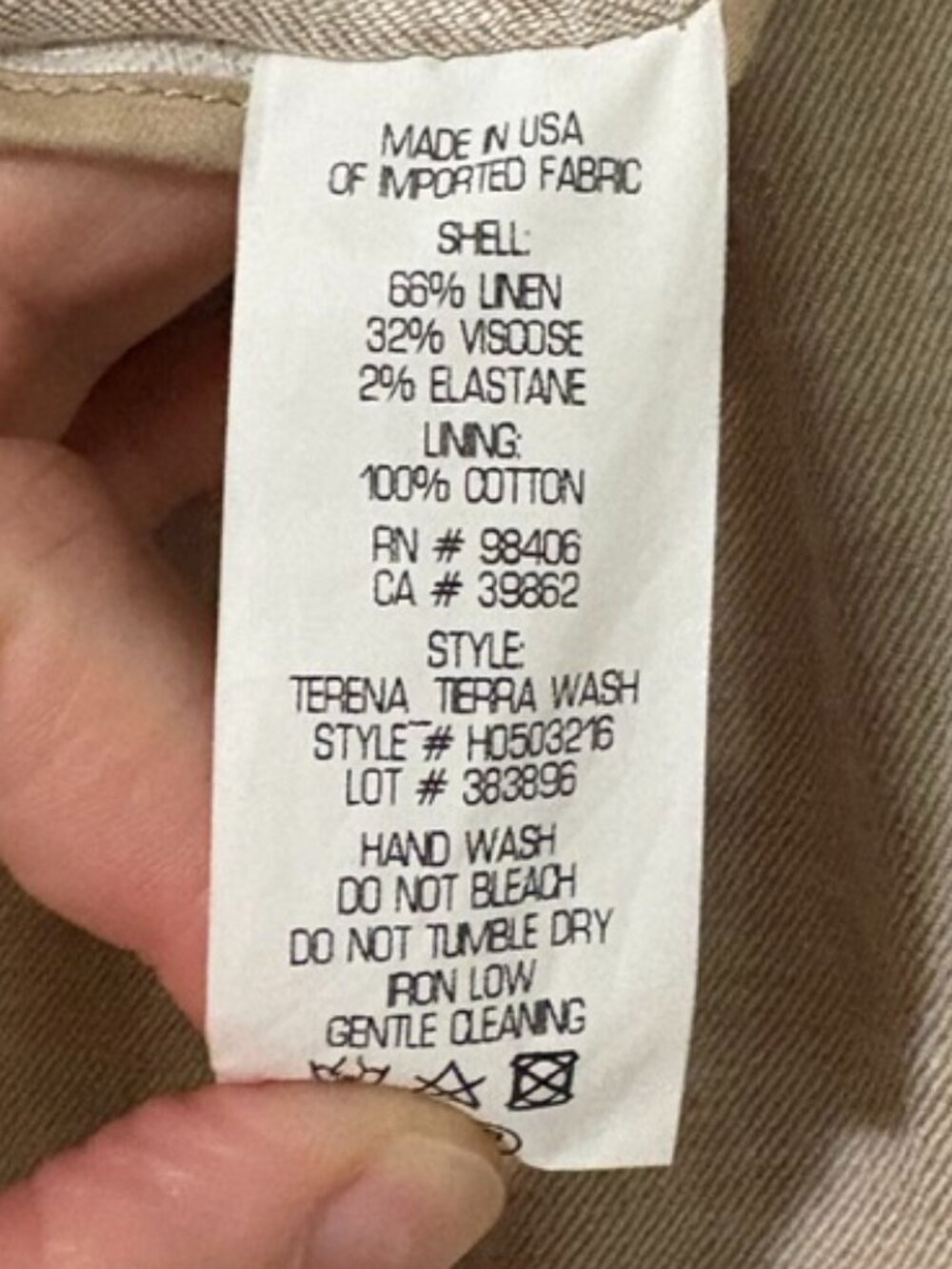 Theory Terena High Waist Wide Leg Trouser Pants Linen Blend Sierra/White Size 8 - Picture 12 of 12